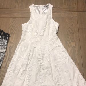 White aqua dress with textured roses